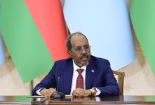 Президент Ильхам Алиев и Президент Хасан Шейх Мохамуд выступили с заявлениями для прессы (ФОТО)